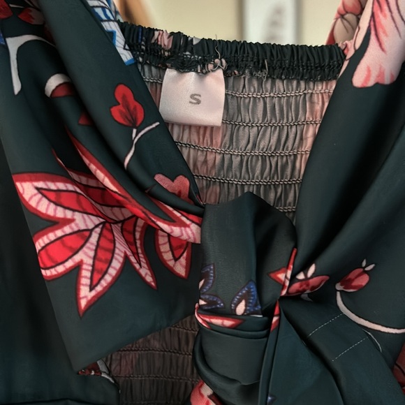 Women’s spaghetti strap midi satin dress with tie front and slit - Picture 6 of 7